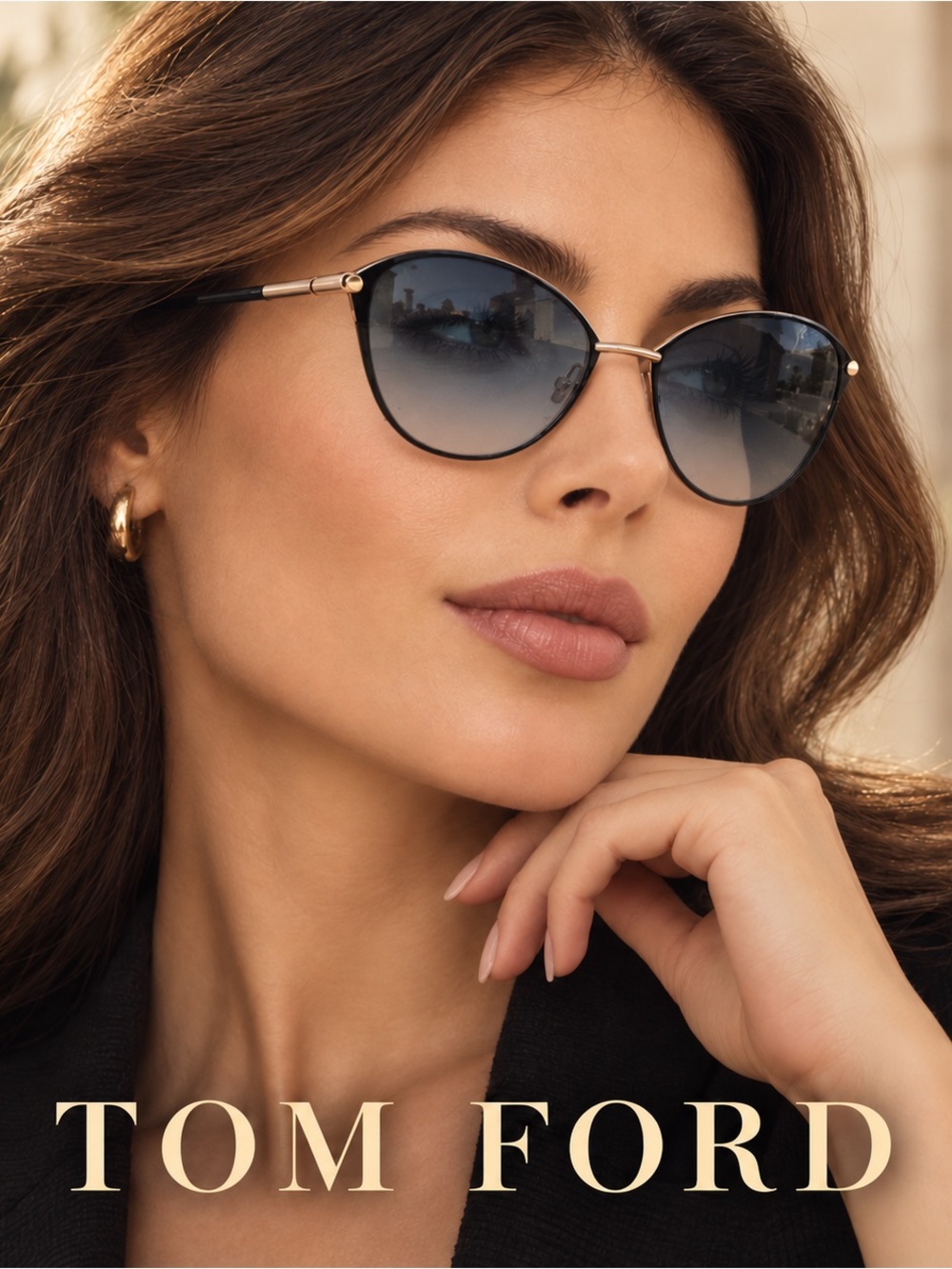 Brand New Tom Ford Penelope TF320 Black Gold Sunglasses Full Set